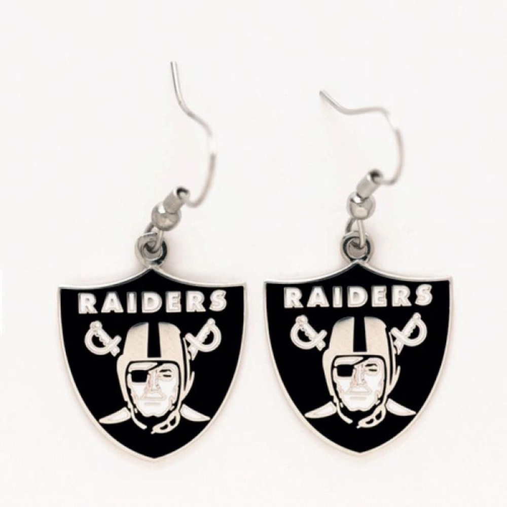 Las Vegas Raiders Large Shield Logo Dangle Earrings